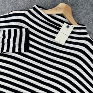 Lucky Brand Sweater Womens Large Striped Ribbed Pullover Stretch Knit
